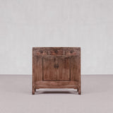 dark brown cabinet with drawers and doors