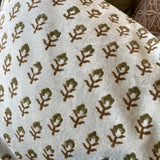 Flower (Hand Block Printed) Velvet Cushion Cover ONLY - Brown & Home