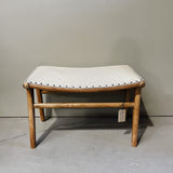 Teak Stool w Cow Hide