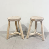 Round Top Stool Recycled Elm whitewash