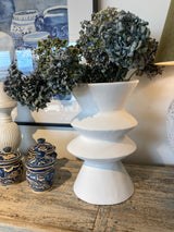 Terracotta Java Pot WHITE & SAND