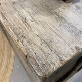 Close-up of a wooden surface with visible wear and tear