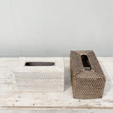 Rattan Tissue Box BROWN & WHITEWASH
