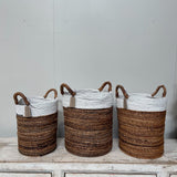 Banana Tall Basket Natural & White