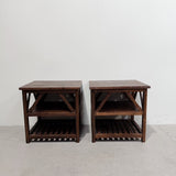 Elm Side Table with Shelf DARK BROWN 600 x 500 x 600H