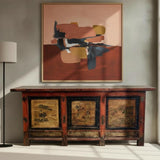 Antique Sideboard with Original Painting Red & Gold 2220 x 500 x 950H