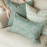 Walter G - Broccato Slate ( Hand Block Printed ) Cushion Cover ONLY