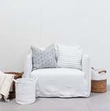 Hamptons 100% Italian Linen 1.5 Sofa - WHITE