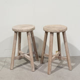 Round Top 4 leg Stool whitewash