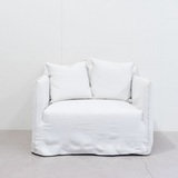 Hamptons 100% Italian Linen 1.5 Sofa - WHITE