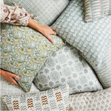 Walter G Iznik Moss Celadon (Hand Block Printed) Cushion Cover