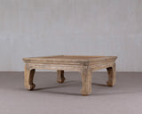 Reclaimed Pine Square Coffee Table with Rattan Inlay