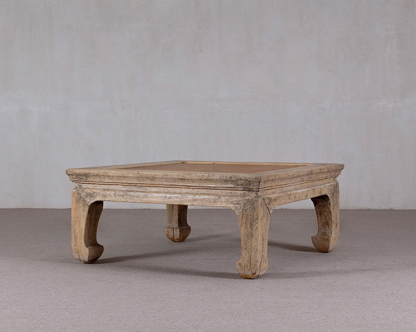 Reclaimed Pine Square Coffee Table with Rattan Inlay