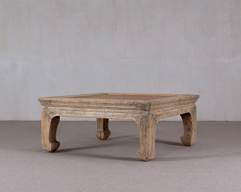 Reclaimed Pine Square Coffee Table with Rattan Inlay