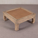 Reclaimed Pine Square Coffee Table with Rattan Inlay