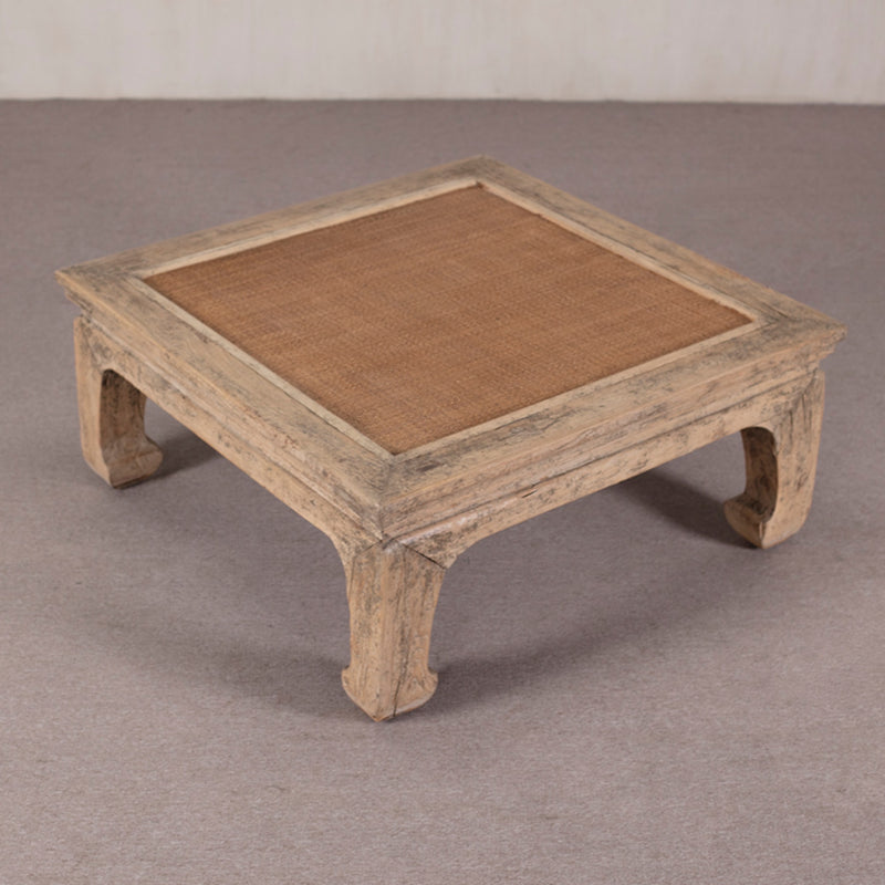 Reclaimed Pine Square Coffee Table with Rattan Inlay