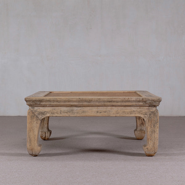 Reclaimed Pine Square Coffee Table with Rattan Inlay