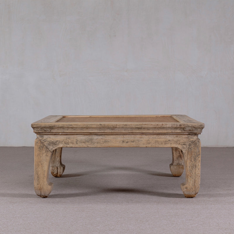 Reclaimed Pine Square Coffee Table with Rattan Inlay