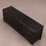 Low Sideboard with 2 doors and 4 drawers in a Black Rustic Finish.