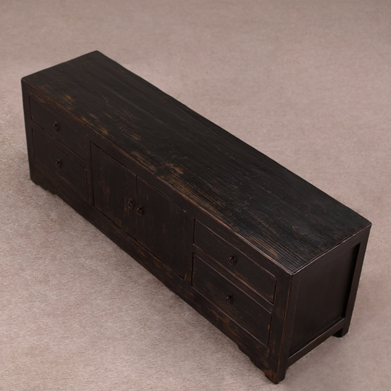 Low Sideboard with 2 doors and 4 drawers in a Black Rustic Finish.