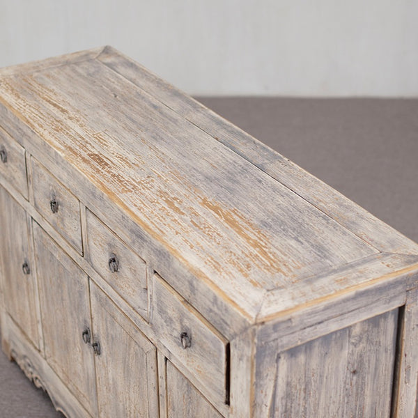 Reclaimed Sideboard Grey wash with four drawers and four doors.