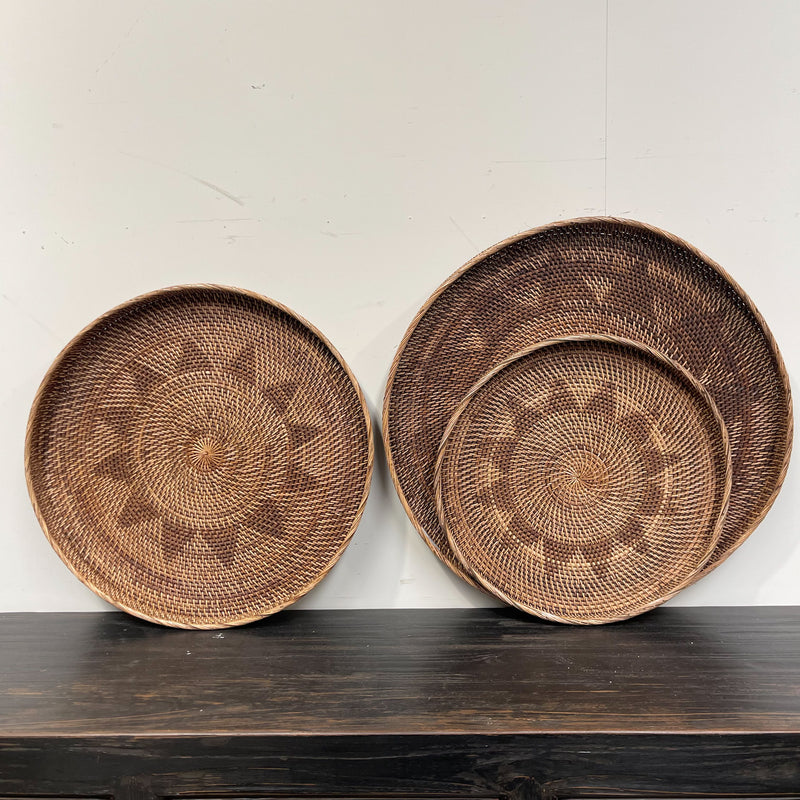 Rattan Tray Round DARK BROWN
