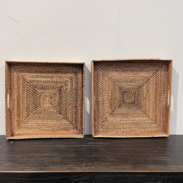 Rattan Tray SQUARE - DARK BROWN 500 x 500 x 50