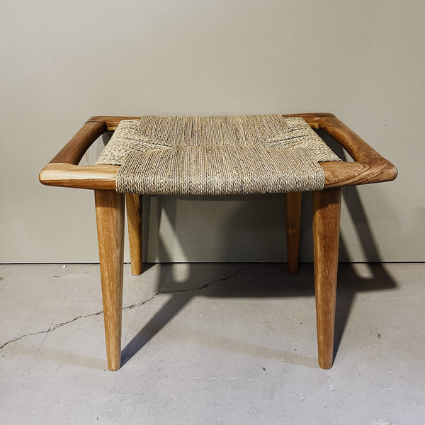 Teak Stool w Woven Seagrass 