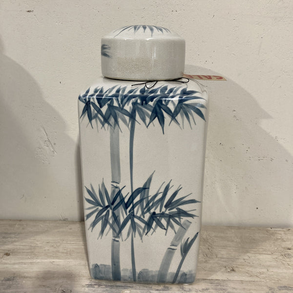 Blue and White Ceramic Square Palm Trees/ LARGE