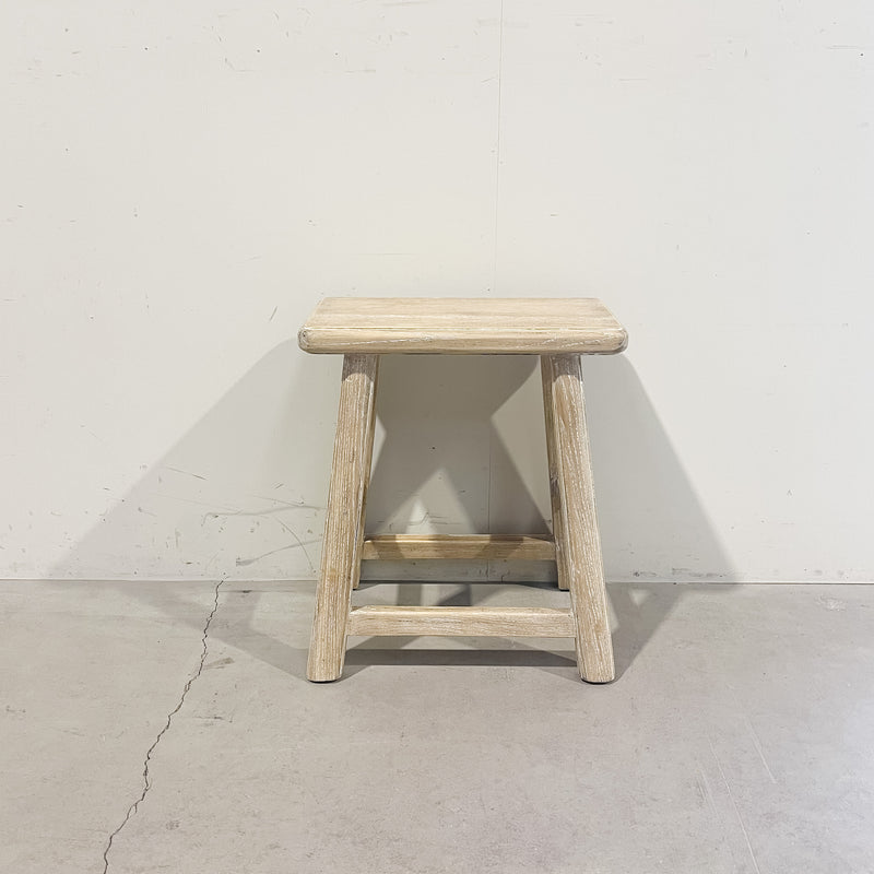 Rectangular Top Stool ELM - NATURAL, WHITE or DARK BROWN