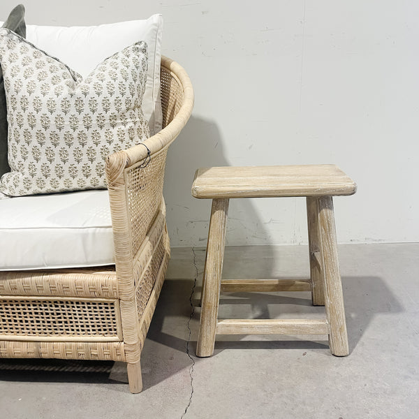 Rectangular Top Stool ELM - NATURAL, WHITE or DARK BROWN