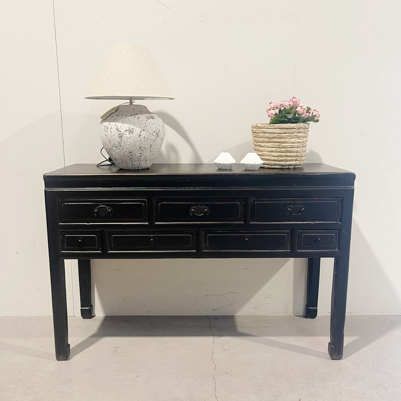 25270 Black Antique Elm Side Table 1330 x 450 x 870H