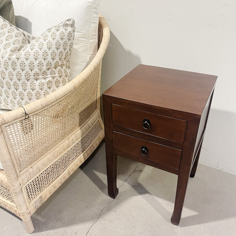 Bedside Table 2 Drawers (BROWN) 380 x 380 x 610H