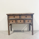 25254 Antique Elm Table w Drawers 970 x 420 x 850H