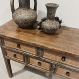 25254 Antique Elm Table w Drawers 970 x 420 x 850H