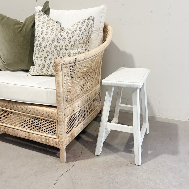 Rectangular Top Stool ELM - NATURAL, WHITE or DARK BROWN