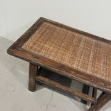 25242 Antique Elm Coffee Table w Rattan 1300 x 530 x 450H