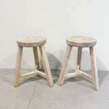 Round Top Stool Recycled Elm (3 LEG) LARGE 300 x 300 x 500H