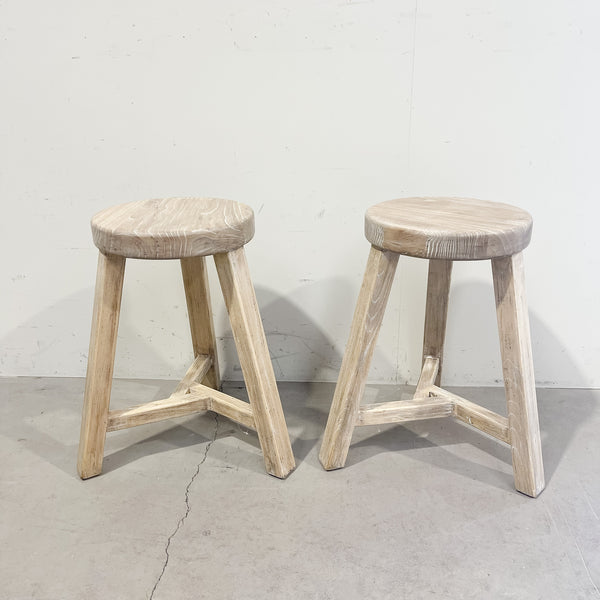Round Top Stool Recycled Elm (3 LEG) LARGE 300 x 300 x 500H