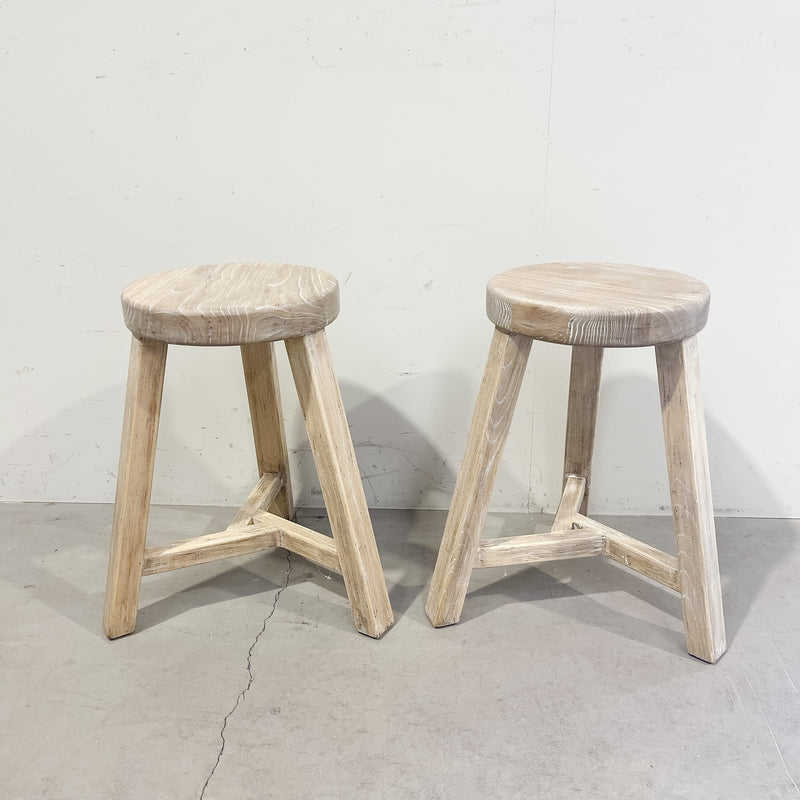 Round Top Stool Recycled Elm (3 LEG) LARGE 300 x 300 x 500H
