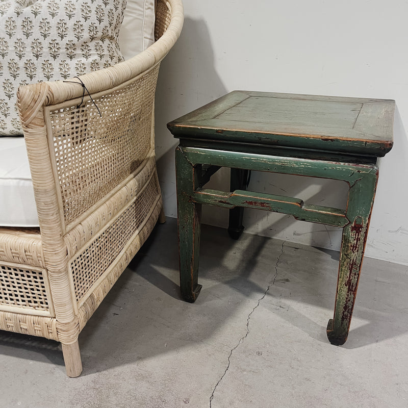 25245 Antique Sanded Green Stool 470 x 470 x 510 H