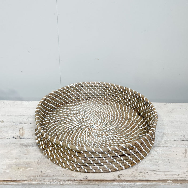 Watergrass & White Woven Tray 