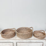 Water Hyacinth Round Tray w Handles