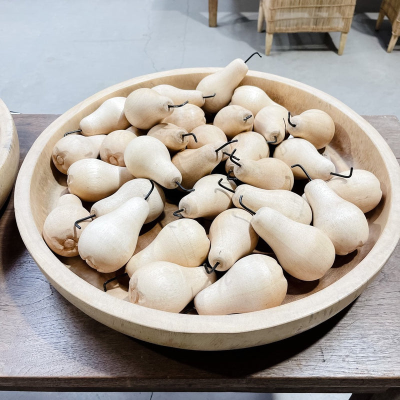 Wooden Natural Fruit w Metal Stalk