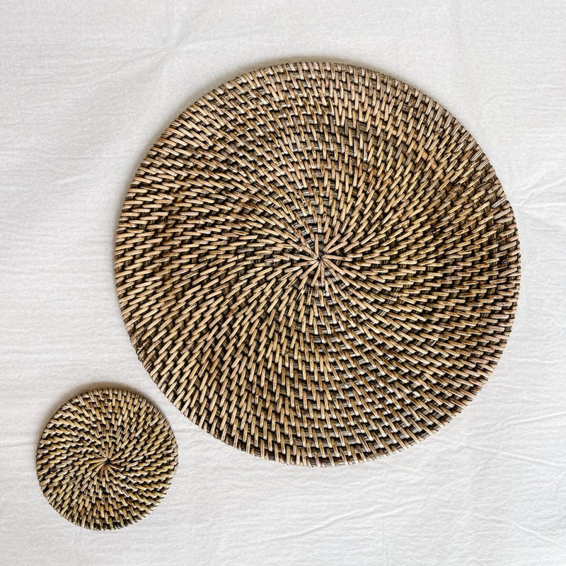 Rattan Placemat DARK BROWN 300mm