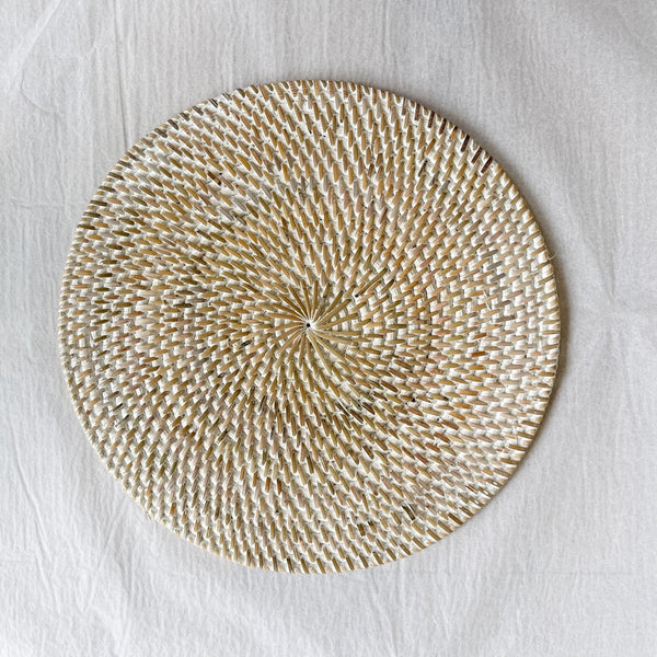 Rattan Placemat WHITEWASH 300MM