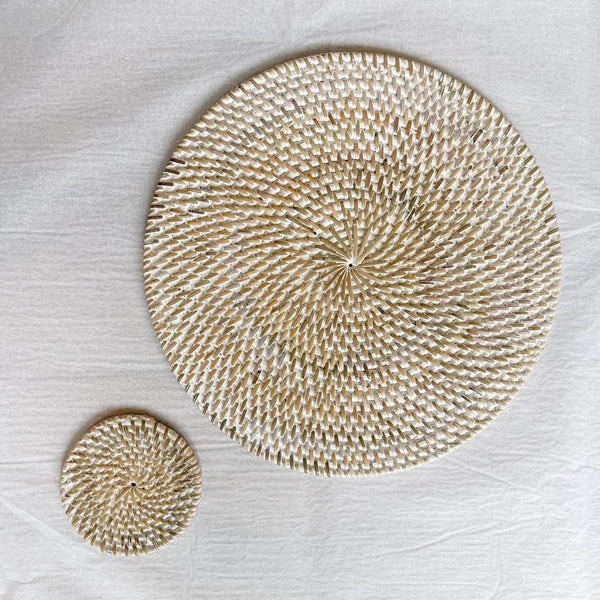 Rattan Placemat WHITEWASH 300MM