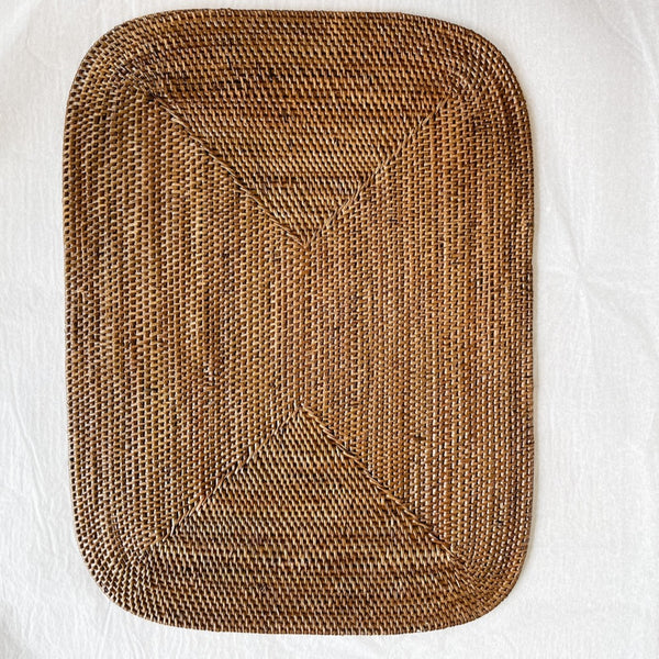 Rattan Full Grass Rounded Rectangular Placemat 300x400