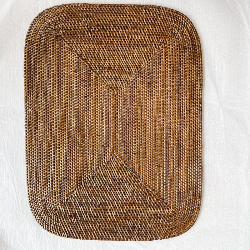 Rattan Full Grass Rounded Rectangular Placemat 300x400