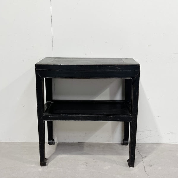 Antique Side Table with Shelf BLACK
